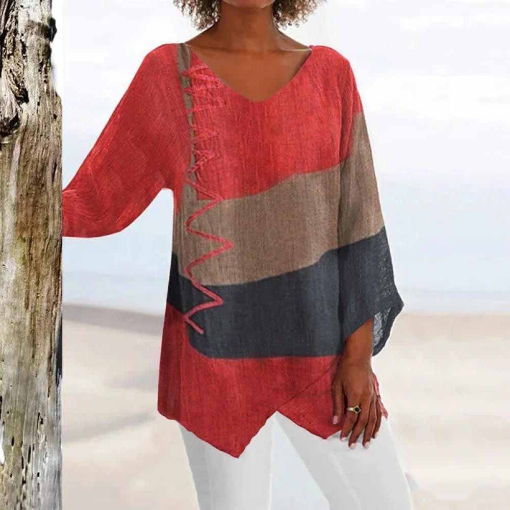 Oversized Bluse med V-hals til Damer
