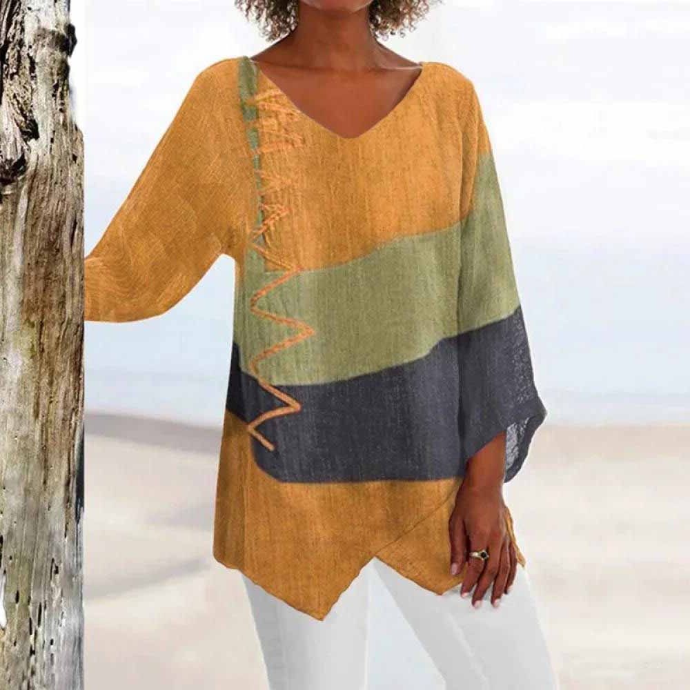 Oversized Bluse med V-hals til Damer