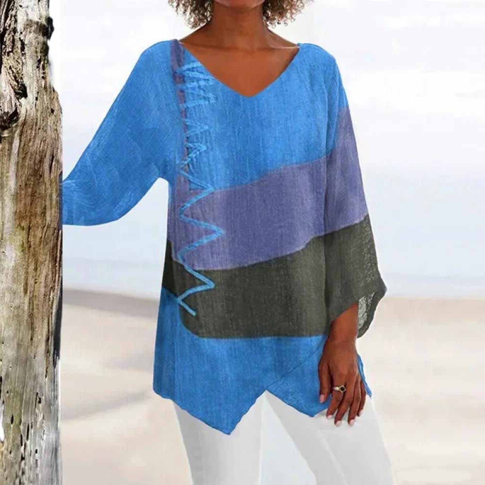 Oversized Bluse med V-hals til Damer