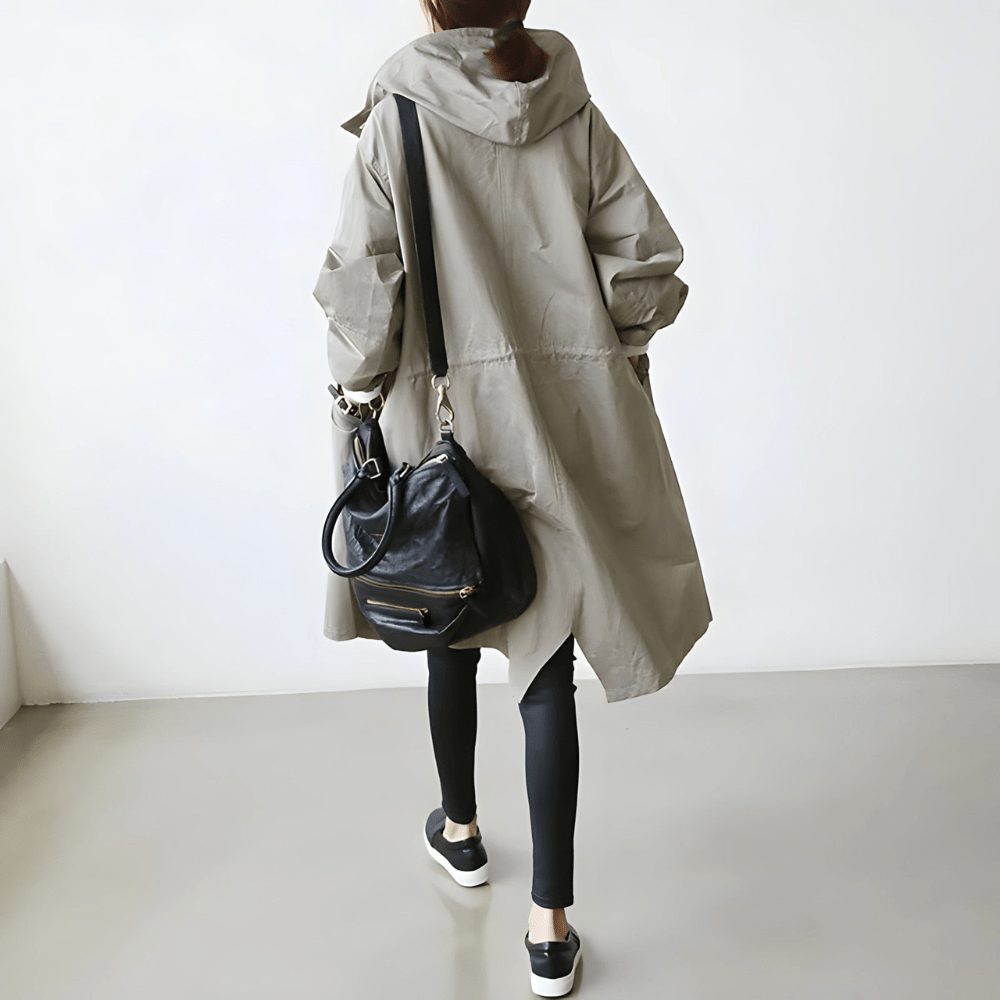 Oversized Frakke med Hætte og Knapper til Damer - View 4