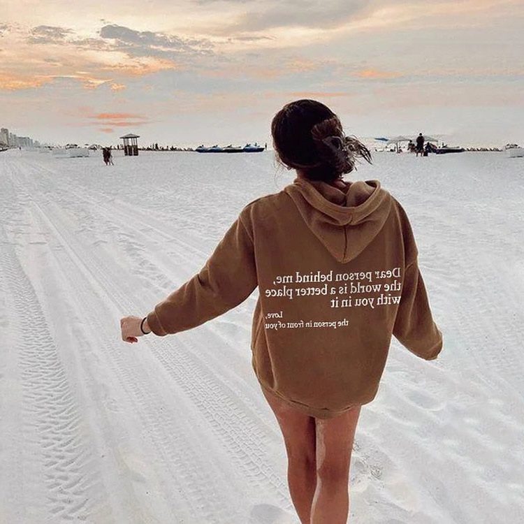 Oversized Hoodie med Besked til Damer og Herrer - Brun