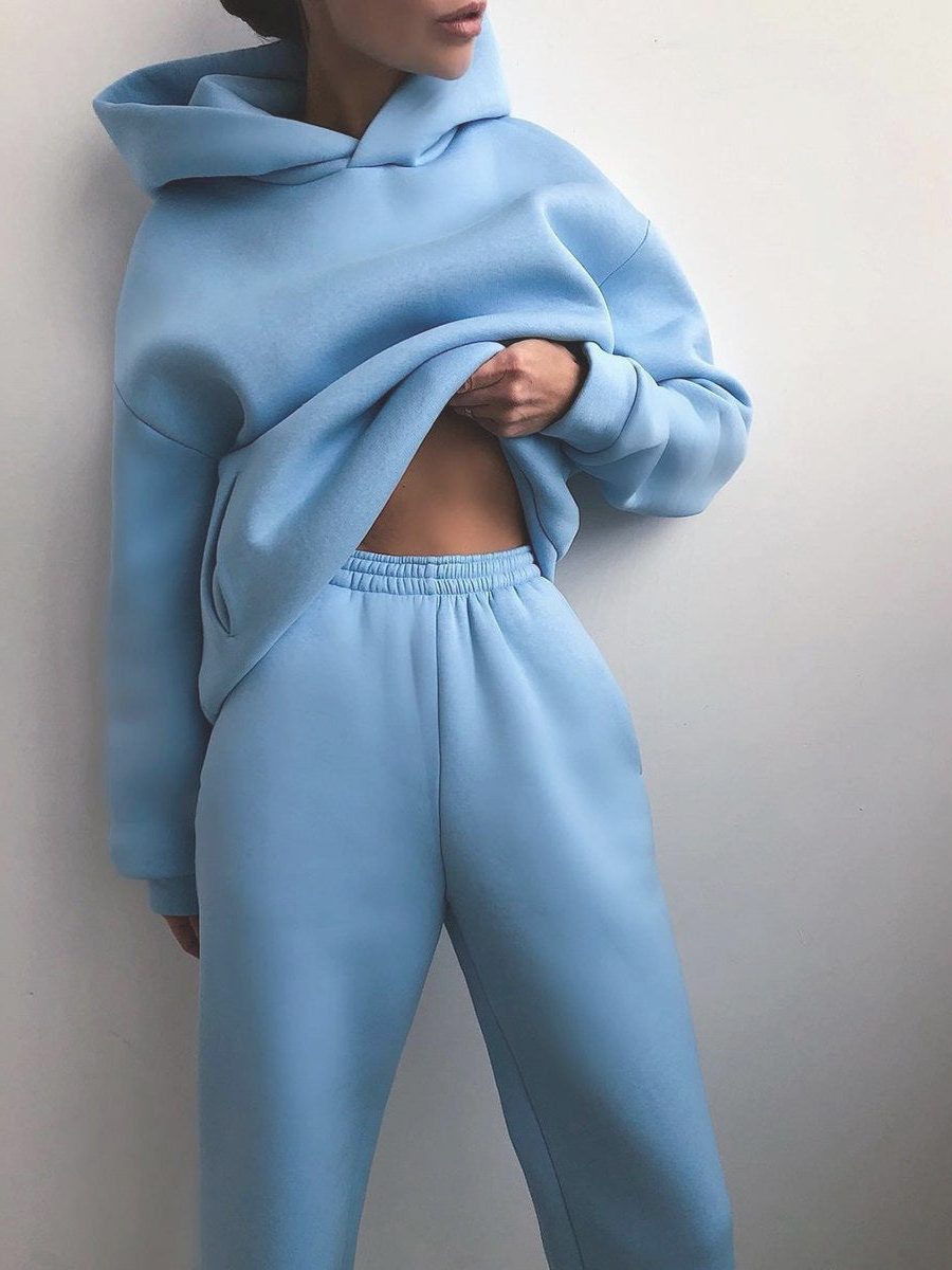 Oversized Hoodie- og Joggingbukser-Sæt til Damer
