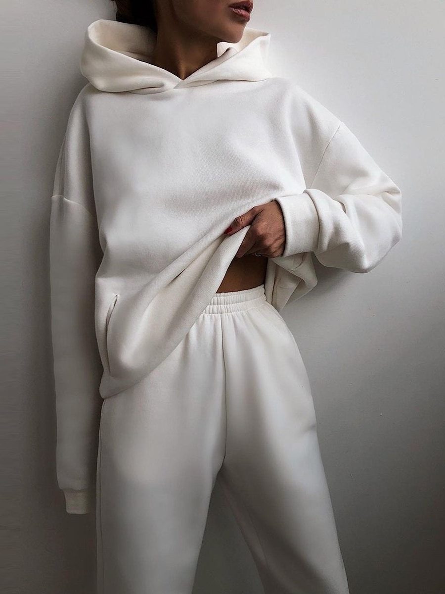 Oversized Hoodie- og Joggingbukser-Sæt til Damer