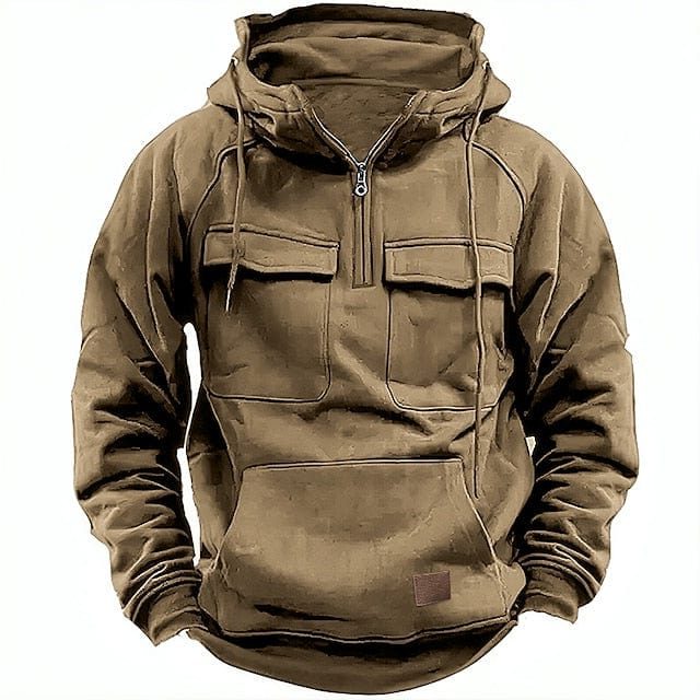 Oversized Hættetrøje med Lommer til Herrer - Khaki