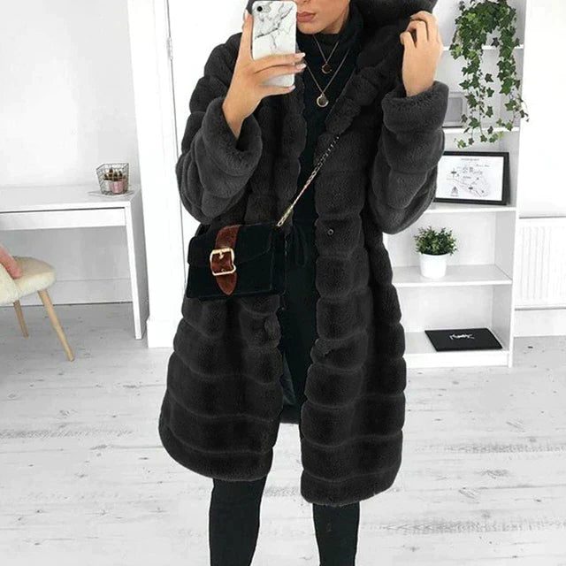 Oversized Kunstpelsjakke til Damer