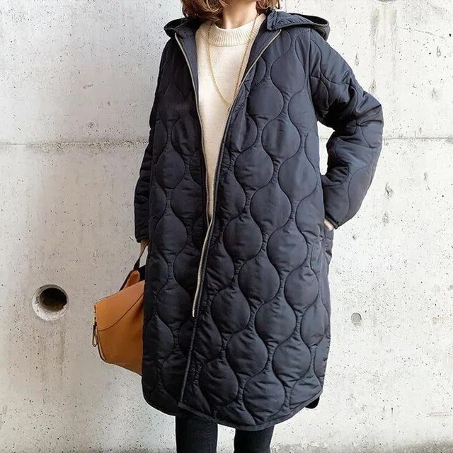 Oversized Quiltet Parka med Hætte til Damer