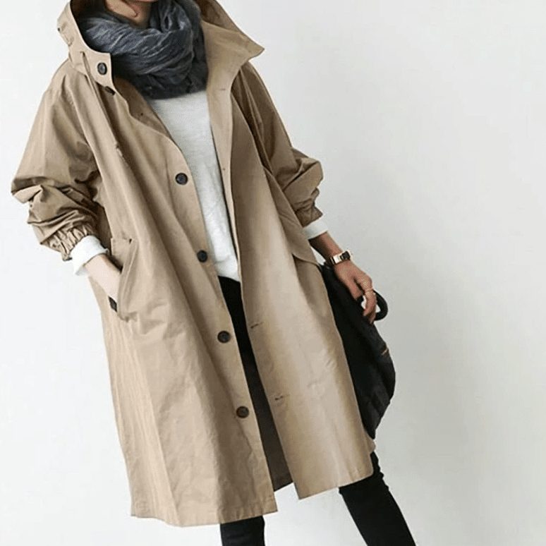 Oversized Trenchcoat med Hætte til Damer