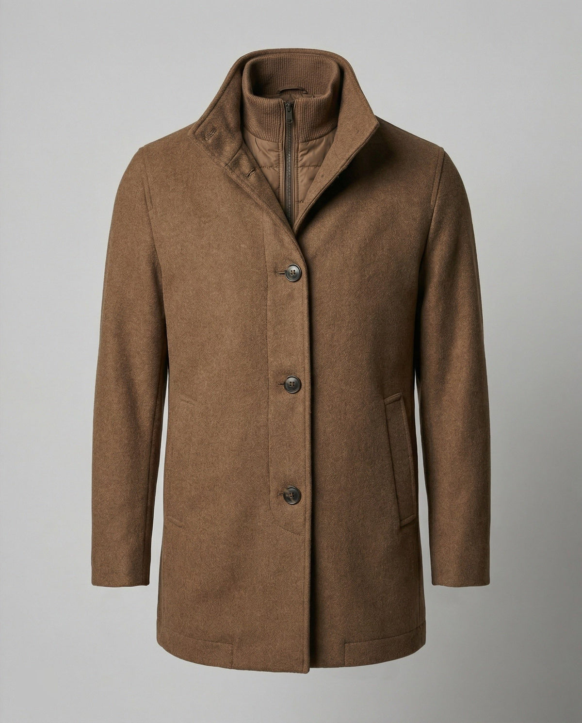 Oversized Uldcardigan med Lynlås til Herrer - Brun