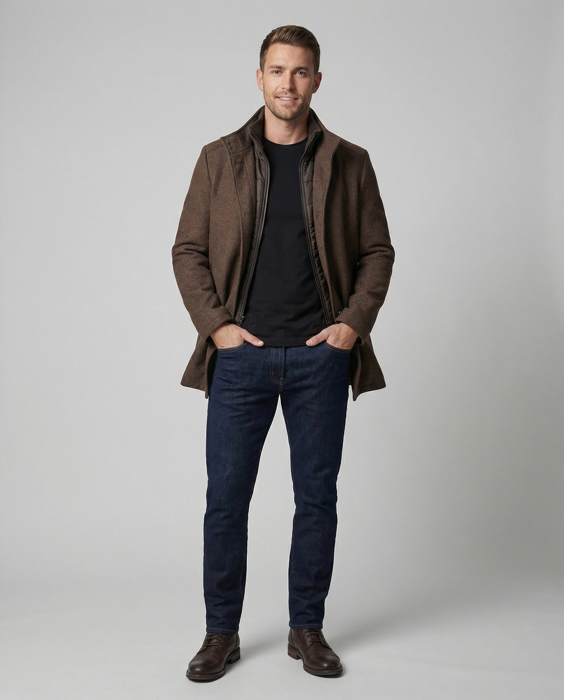 Oversized Uldcardigan med Lynlås til Herrer