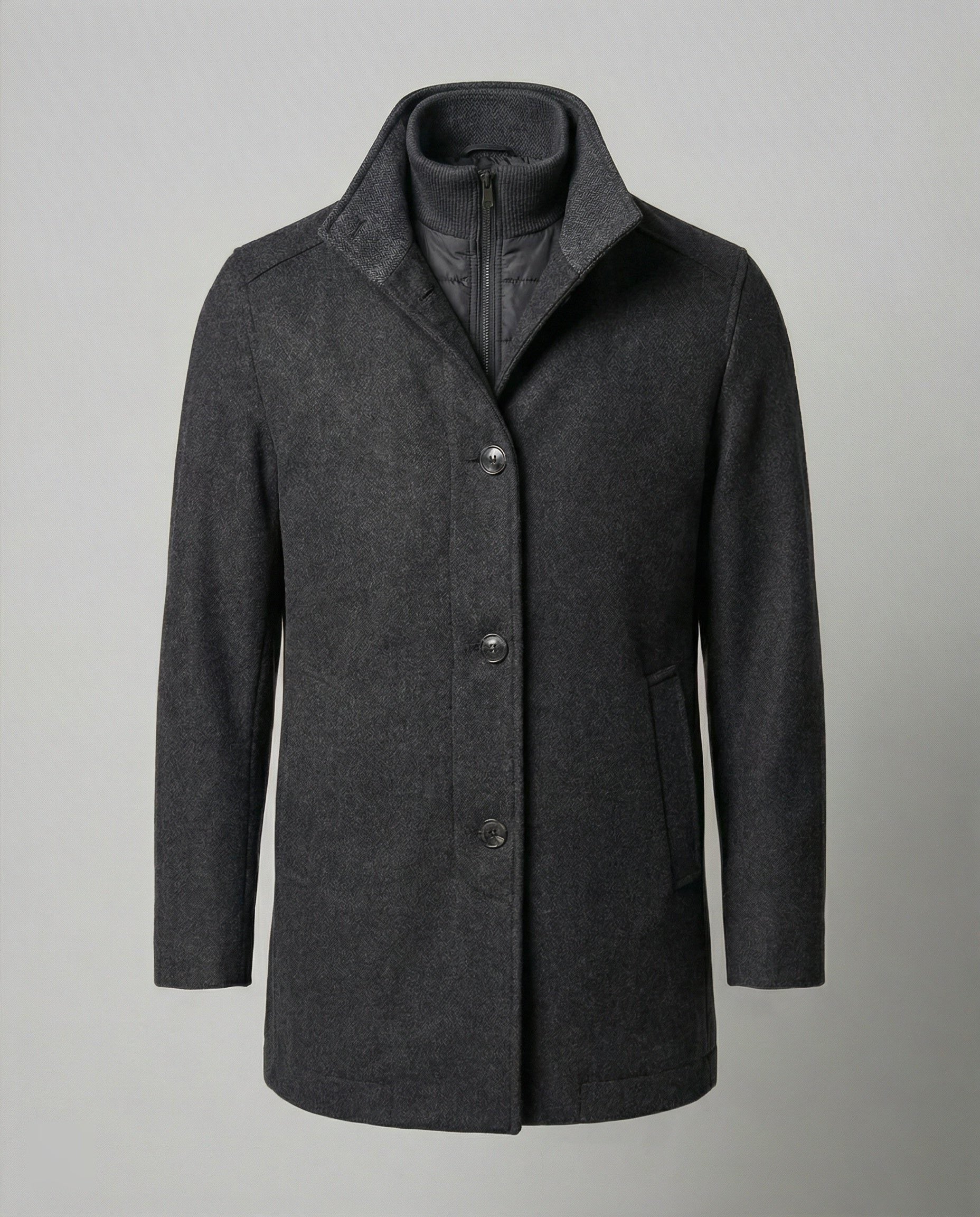Oversized Uldcardigan med Lynlås til Herrer - Grå