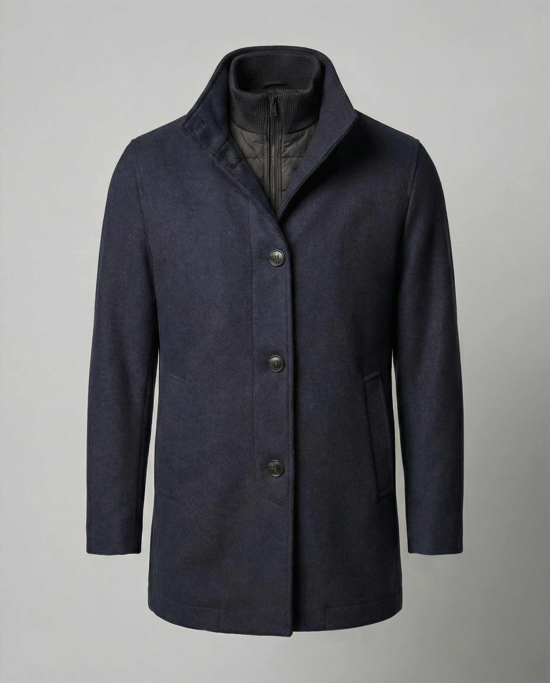 Oversized Uldcardigan med Lynlås til Herrer - Blå