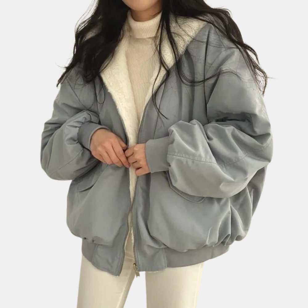 Oversized Vinterjakke med Lynlås til Damer