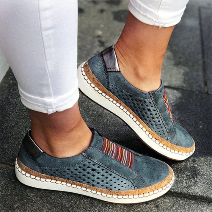 Perforerede Slip-On Sneakers med Blokhæl til Damer