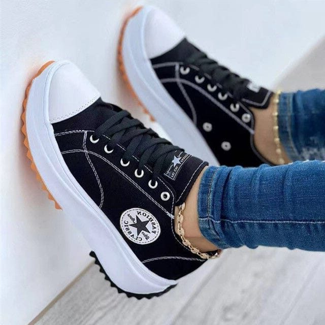 Plateau Sneakers med Snørebånd til Damer - Sort