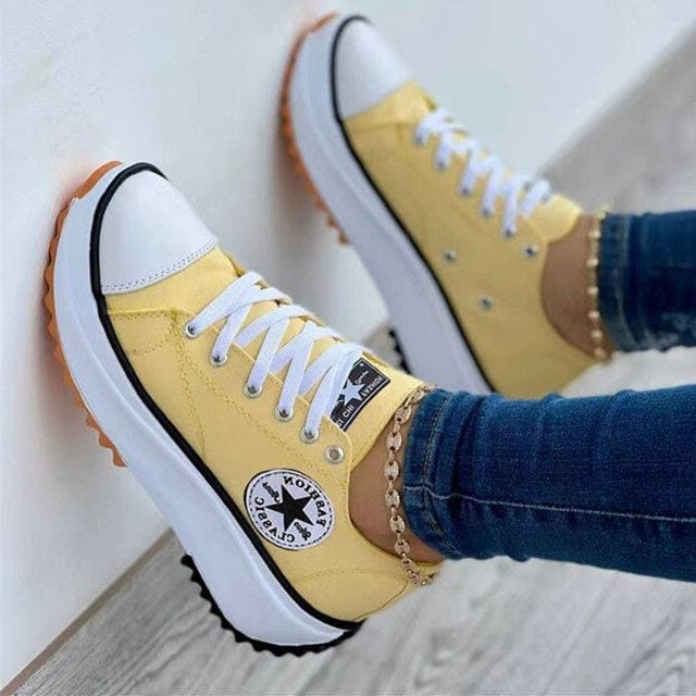 Plateau Sneakers med Snørebånd til Damer - Gul