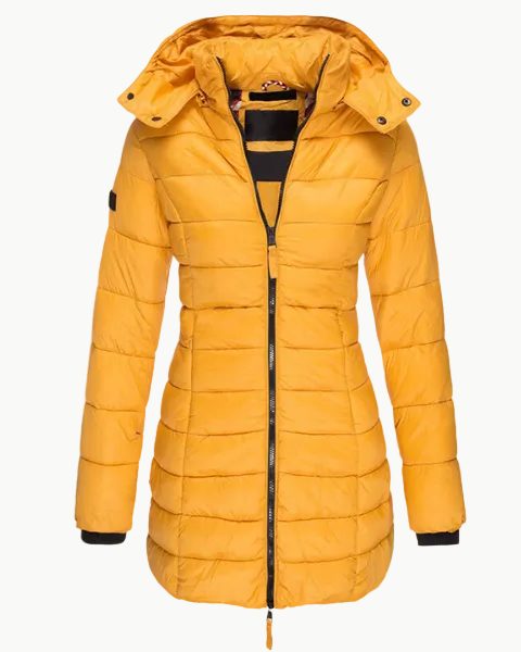 Quiltet Parka med Hætte til Damer - Gul