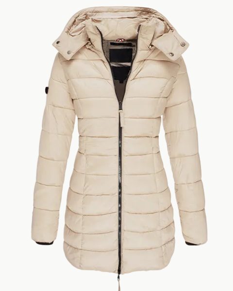 Quiltet Parka med Hætte til Damer - Beige