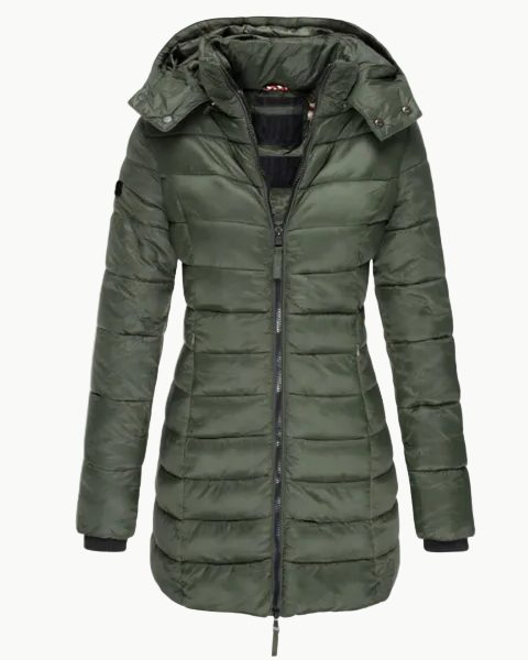 Quiltet Parka med Hætte til Damer - Grøn