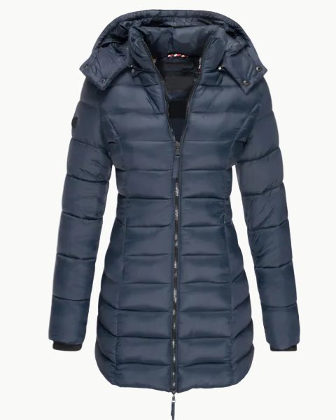 Quiltet Parka med Hætte til Damer - Marineblå