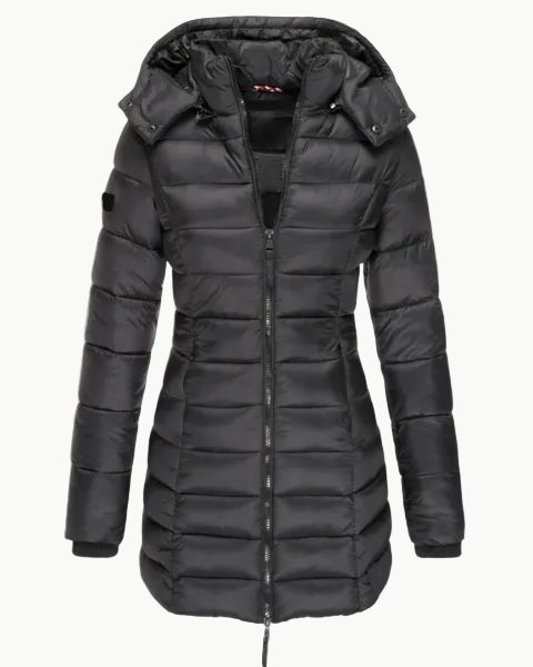 Quiltet Parka med Hætte til Damer - Sort