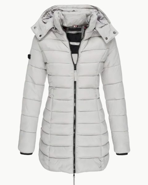 Quiltet Parka med Hætte til Damer - Grå