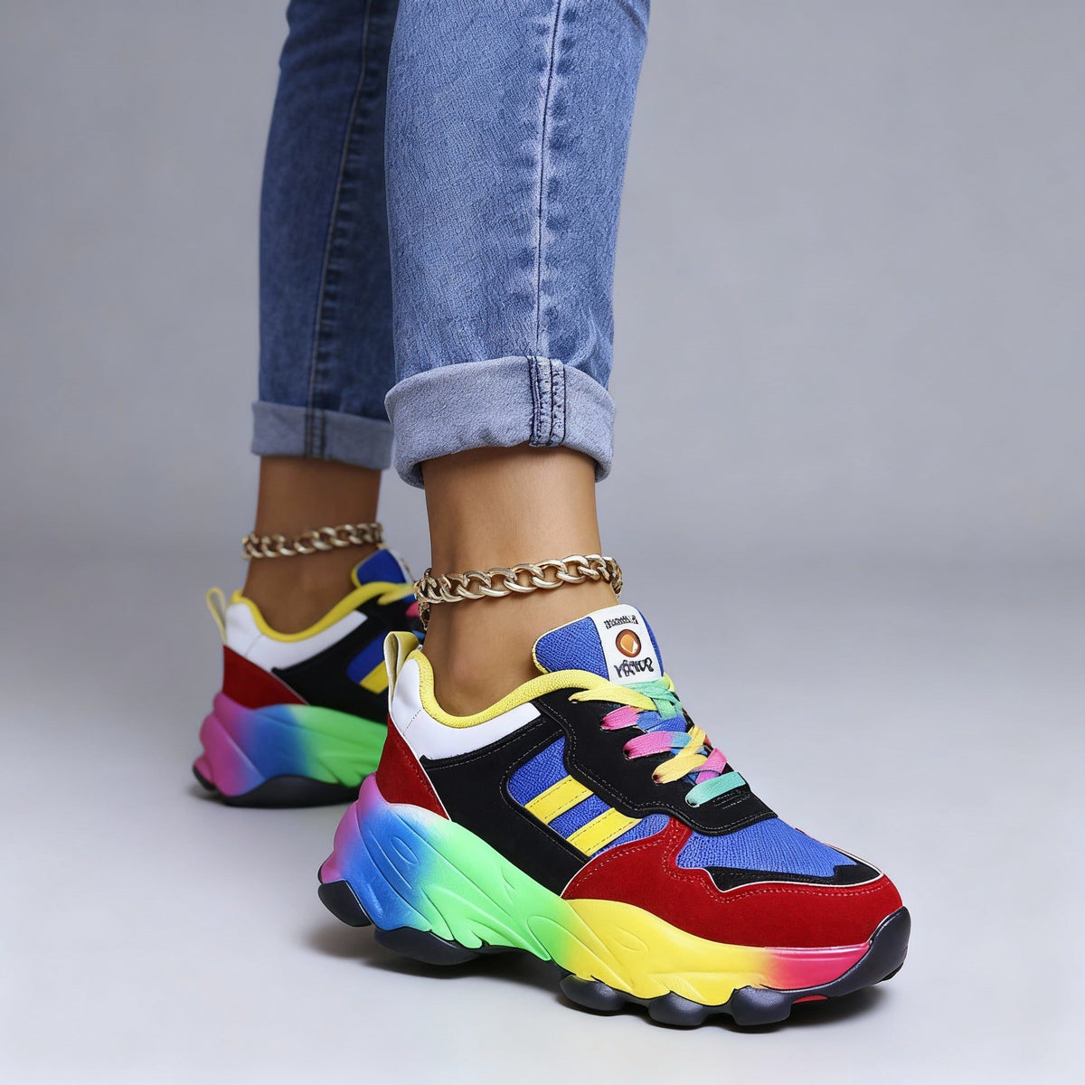 Regnbuefarvet Atletisk Sneaker til Damer - View 3