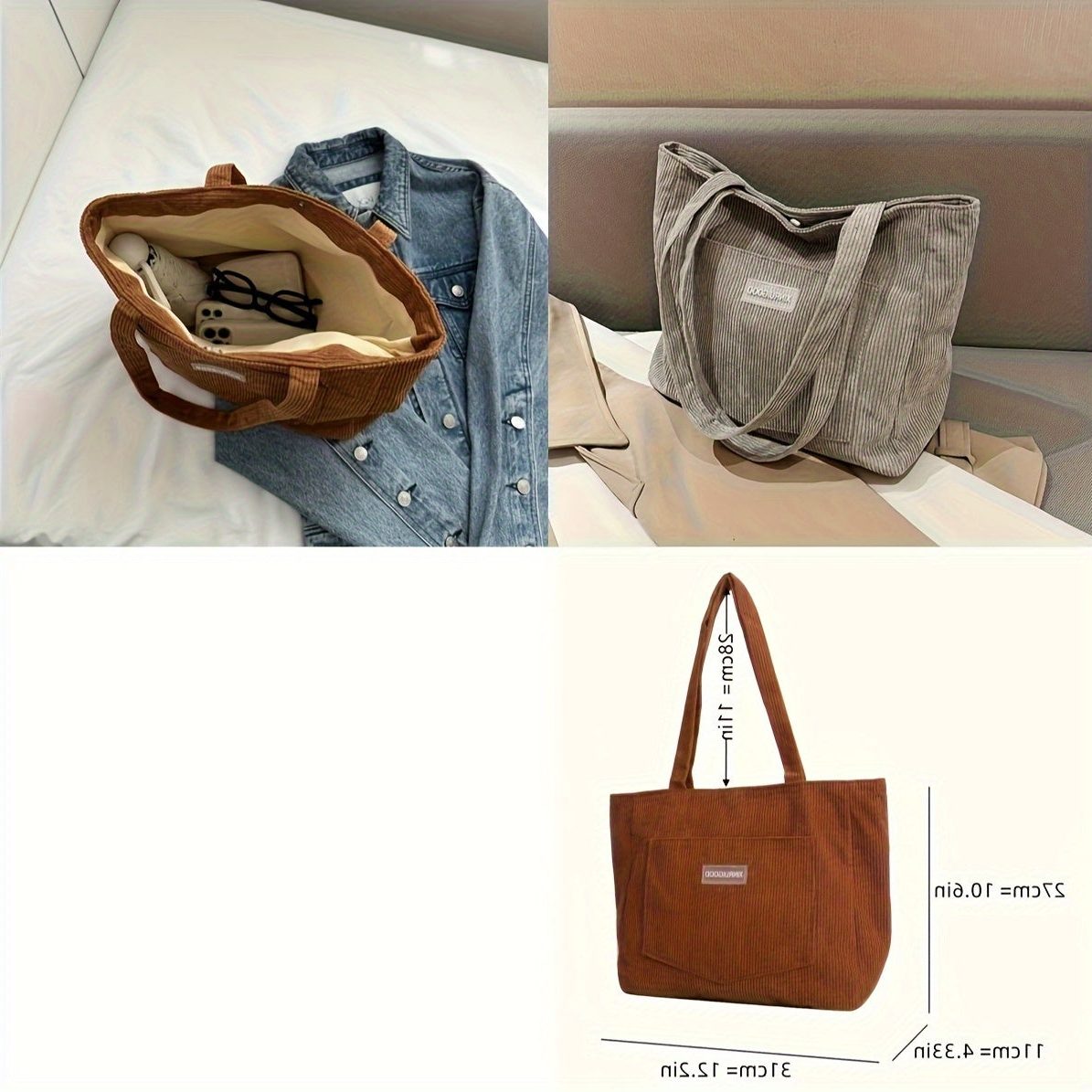 Ribstof Shopper Taske til Damer - View 12