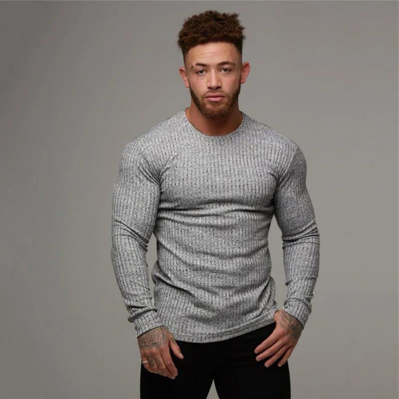 Ribstrikket Crewneck Striktrøje til Herrer - View 3