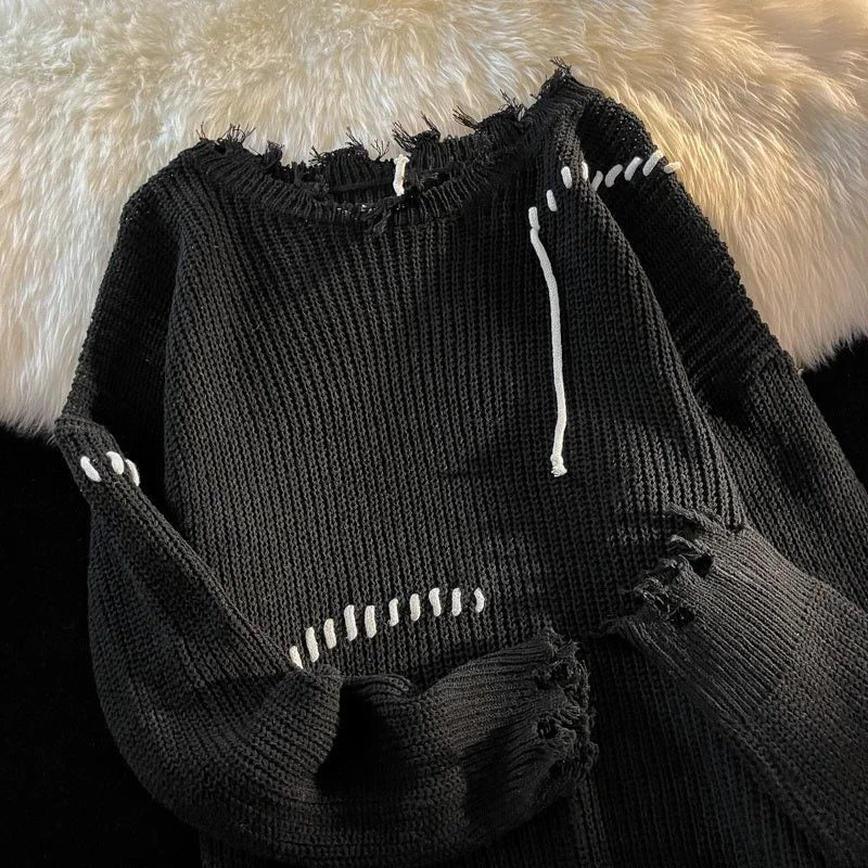 Ribstrikket Crewneck Sweatshirt til Herrer - Sort