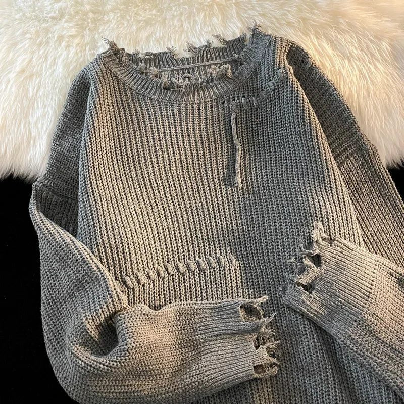 Ribstrikket Crewneck Sweatshirt til Herrer - Grå