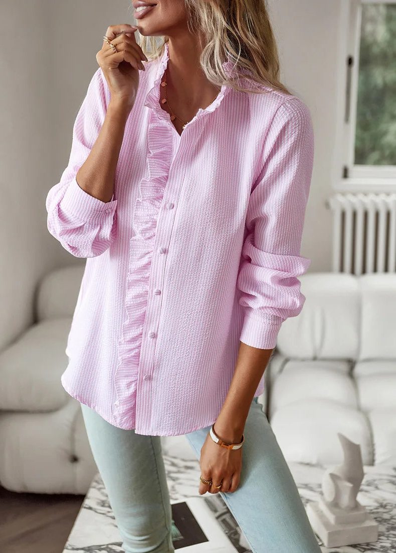 Riflet Skjorte med Knapper til Damer - View 7