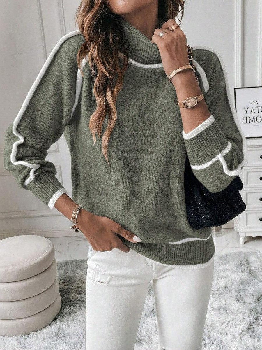 Stribet Sweatshirt med Rullekrave til Damer - View 6