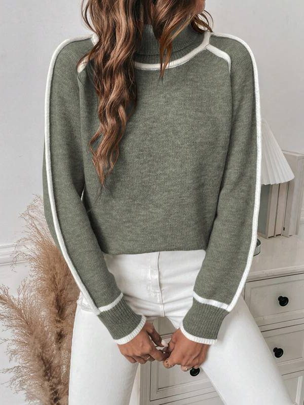 Stribet Sweatshirt med Rullekrave til Damer - View 3