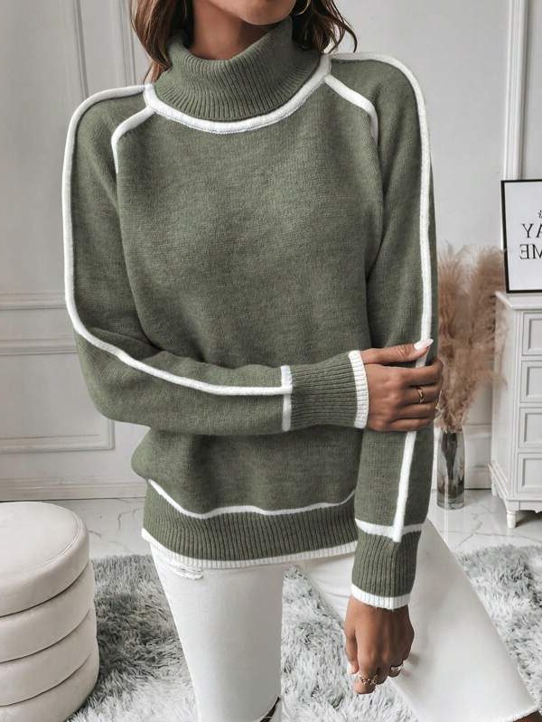Stribet Sweatshirt med Rullekrave til Damer - View 4