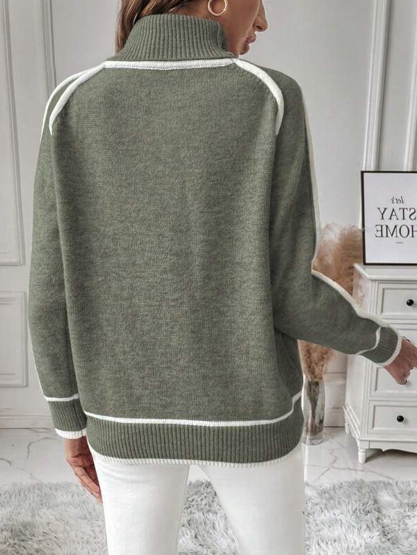 Stribet Sweatshirt med Rullekrave til Damer - View 5