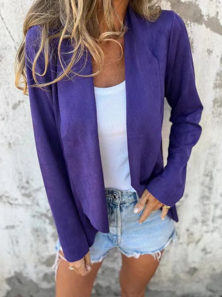 Ruskindslook Cardigan med Åben Front til Damer