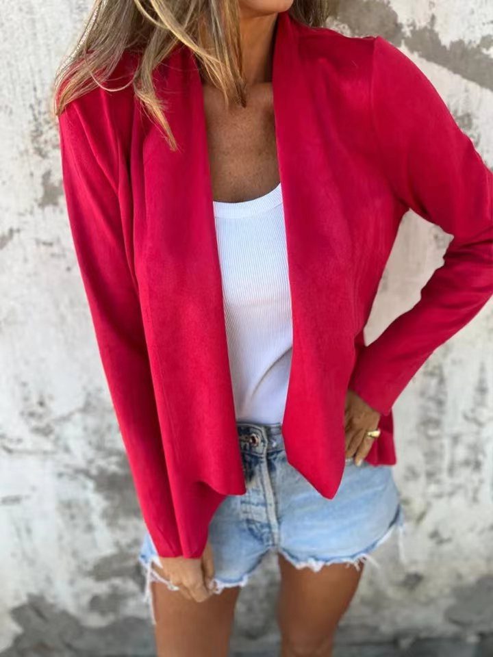 Ruskindslook Cardigan med Åben Front til Damer