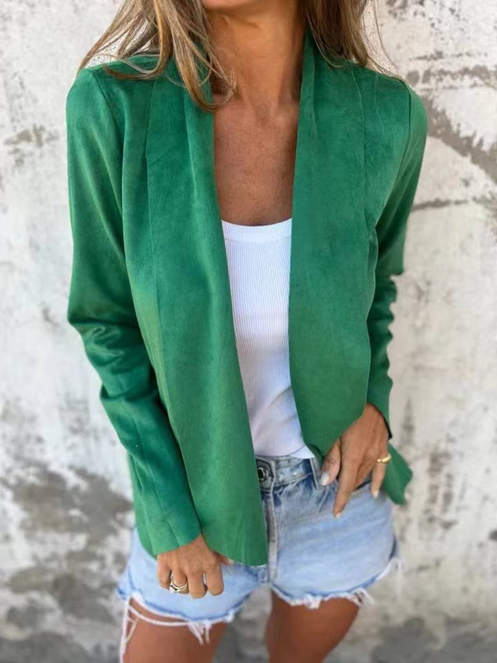 Ruskindslook Cardigan med Åben Front til Damer