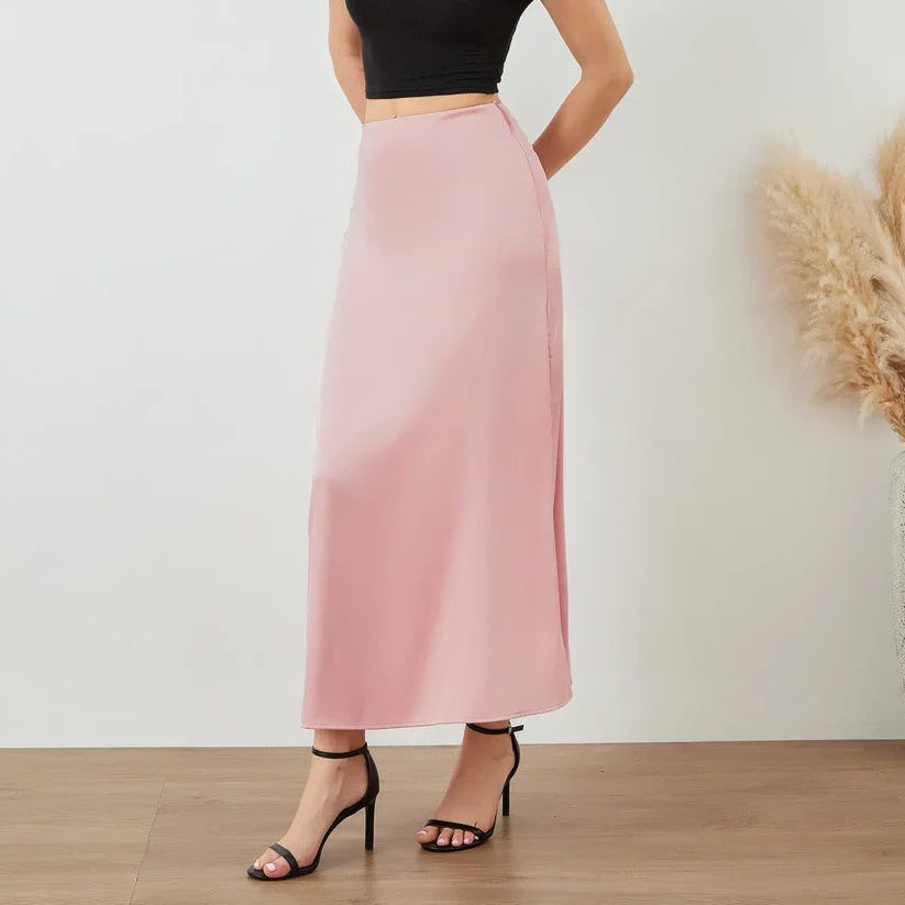 Satin Midi Nederdel til Damer