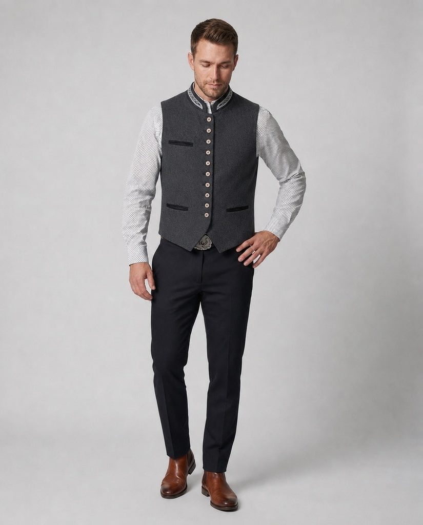 Slim Fit Vest med Opstående Krave til Herrer