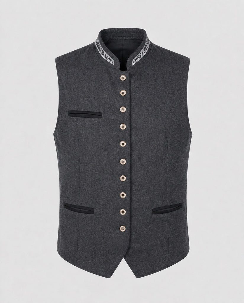 Slim Fit Vest med Opstående Krave til Herrer