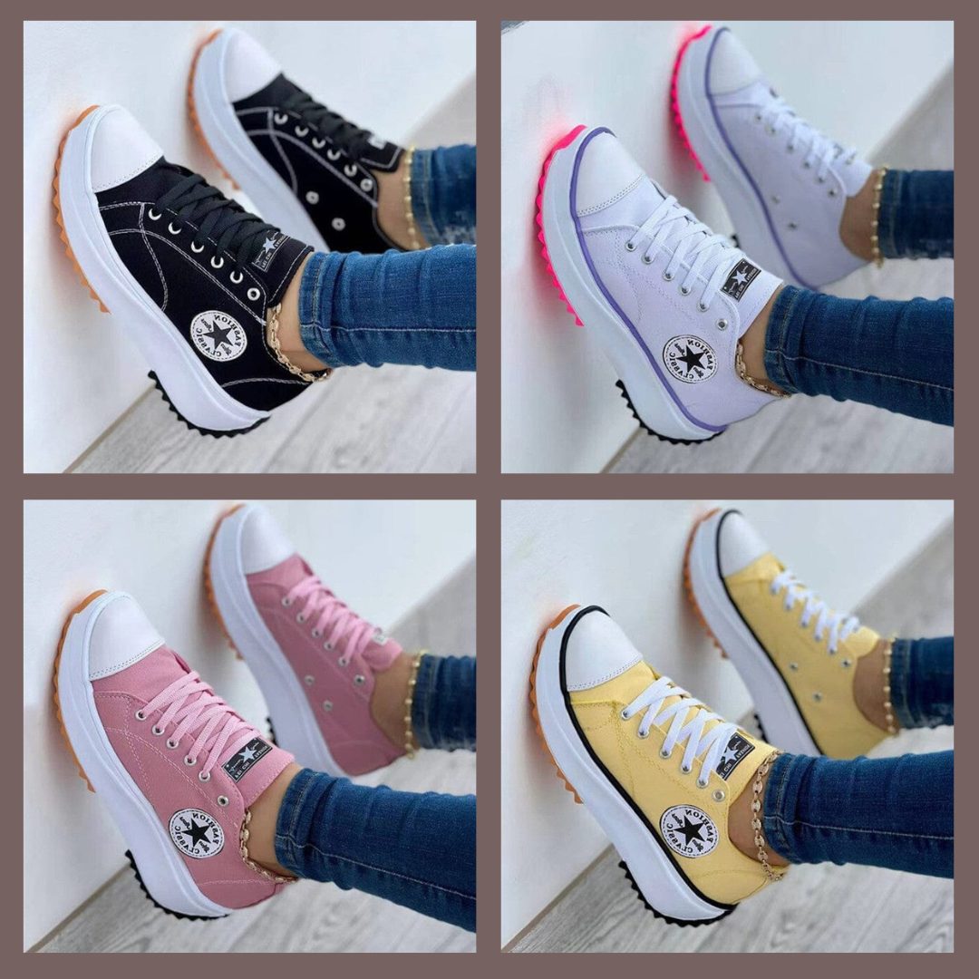 Snøre Sneakers med Blokhæl til Damer