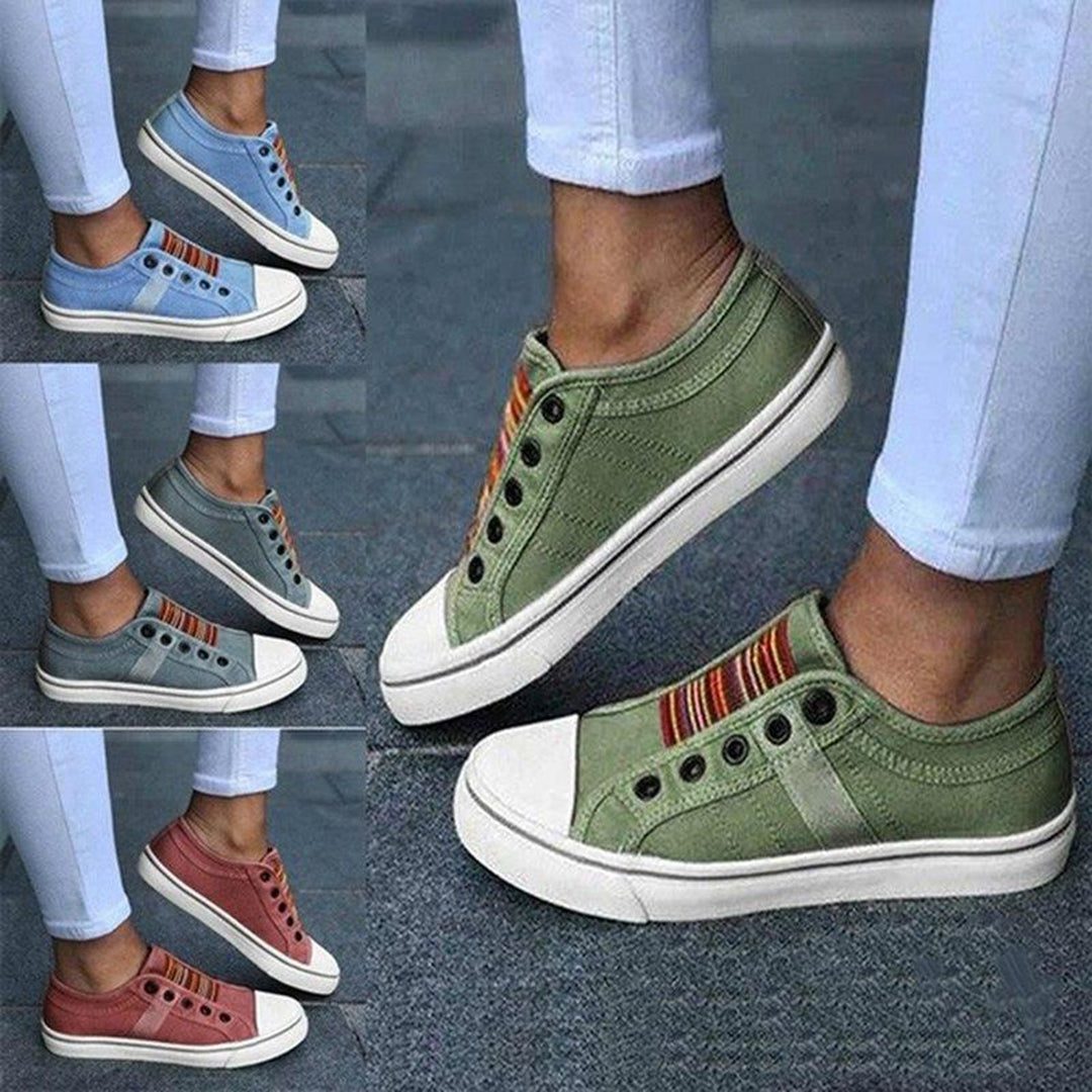 Stribet Sneakers med Snørebånd til Damer