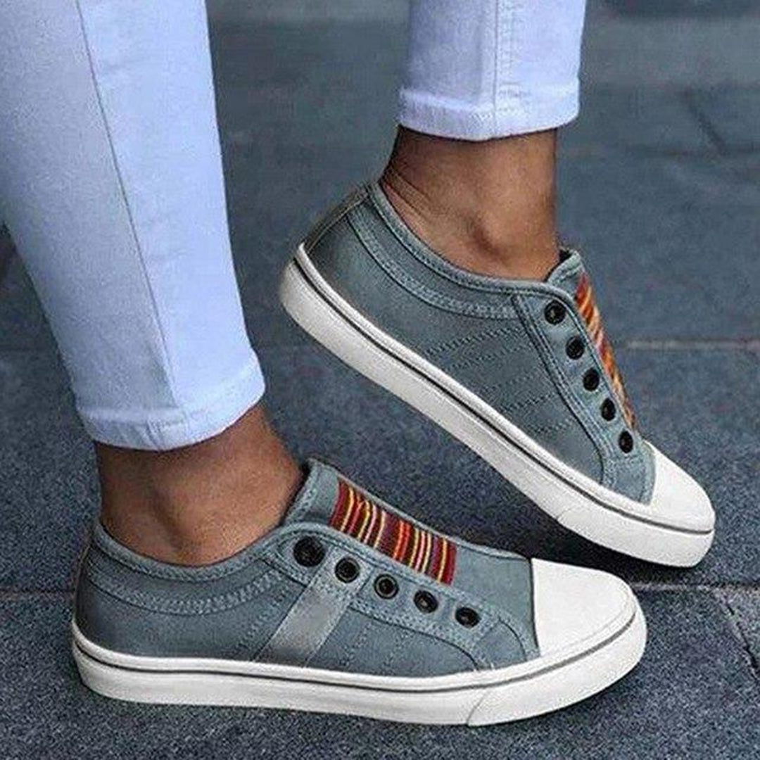 Stribet Sneakers med Snørebånd til Damer