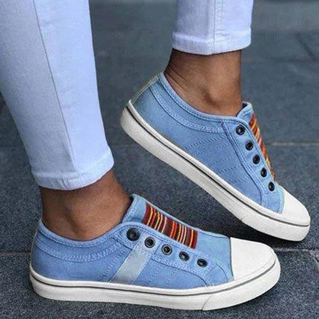 Stribet Sneakers med Snørebånd til Damer