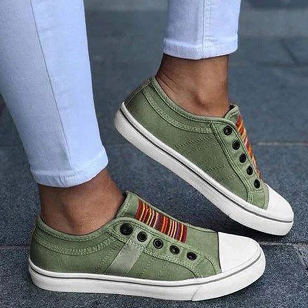 Stribet Sneakers med Snørebånd til Damer