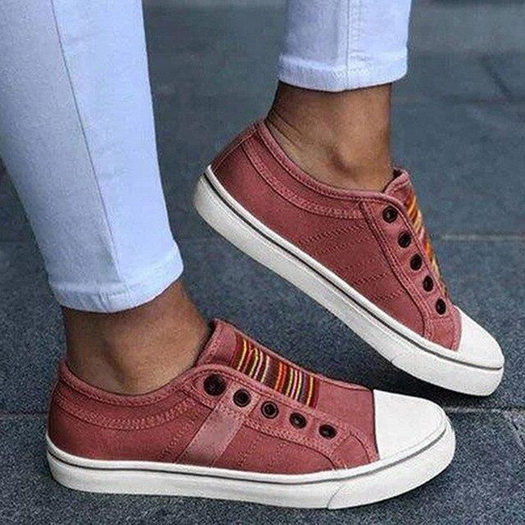 Stribet Sneakers med Snørebånd til Damer