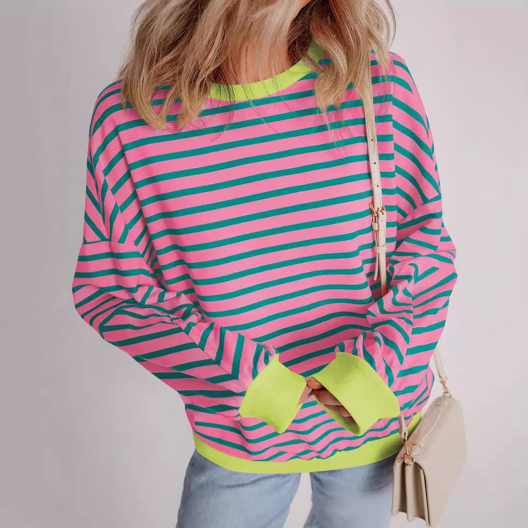 Stribet Boxy Sweatshirt til Damer - View 15