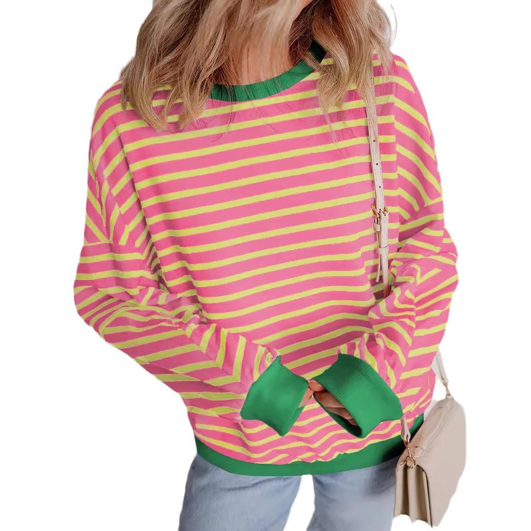 Stribet Boxy Sweatshirt til Damer - View 16