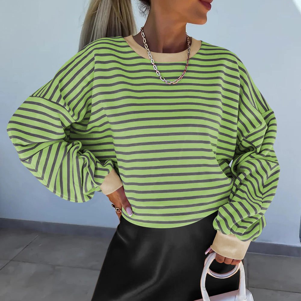 Stribet Boxy Sweatshirt til Damer - View 17